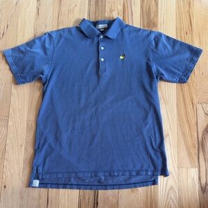 Peter Millar Navy Polo with Embroidered Fruit Motif